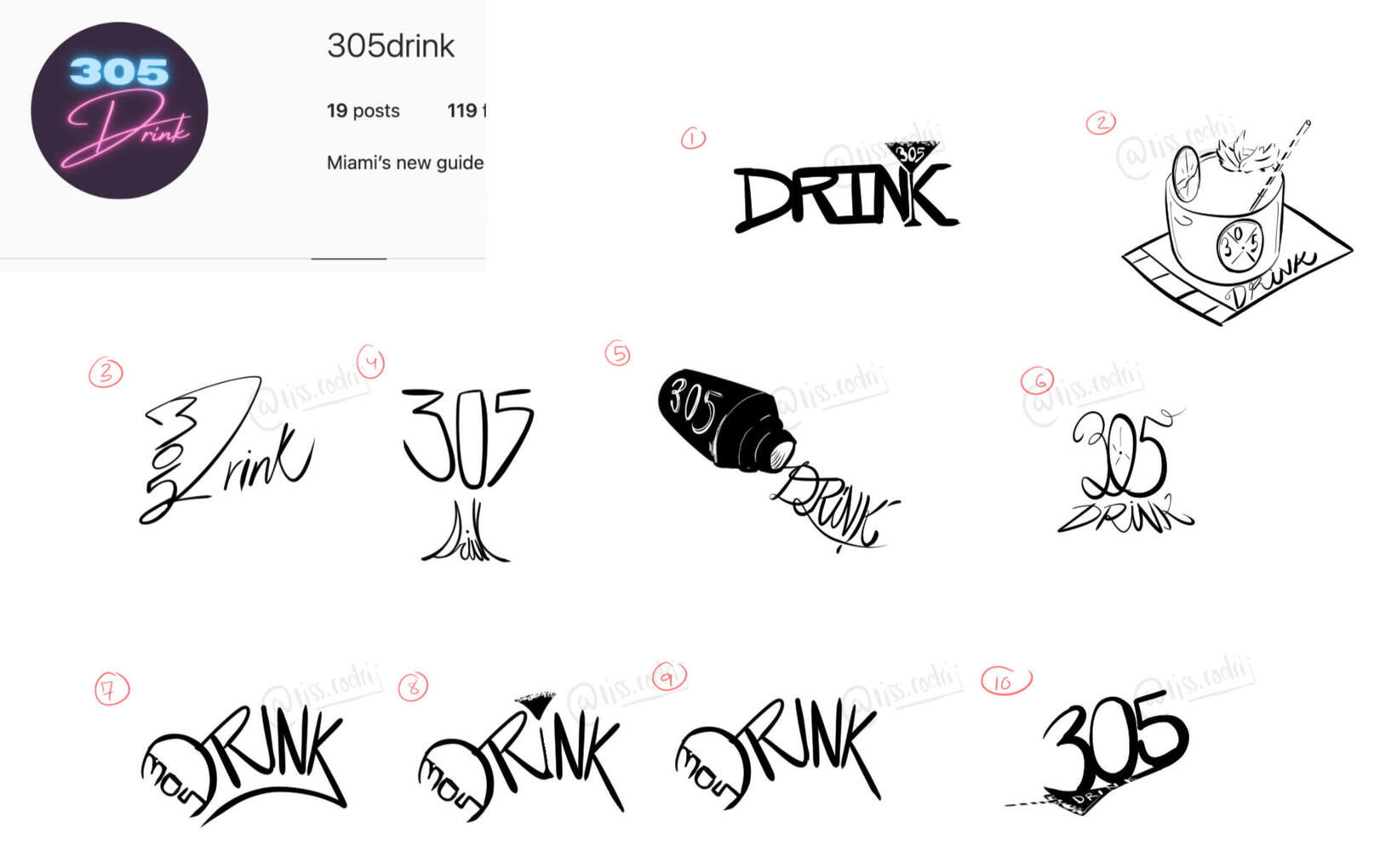 305 Drink Logo Redesign Sketches – Clip Studio Paint EX